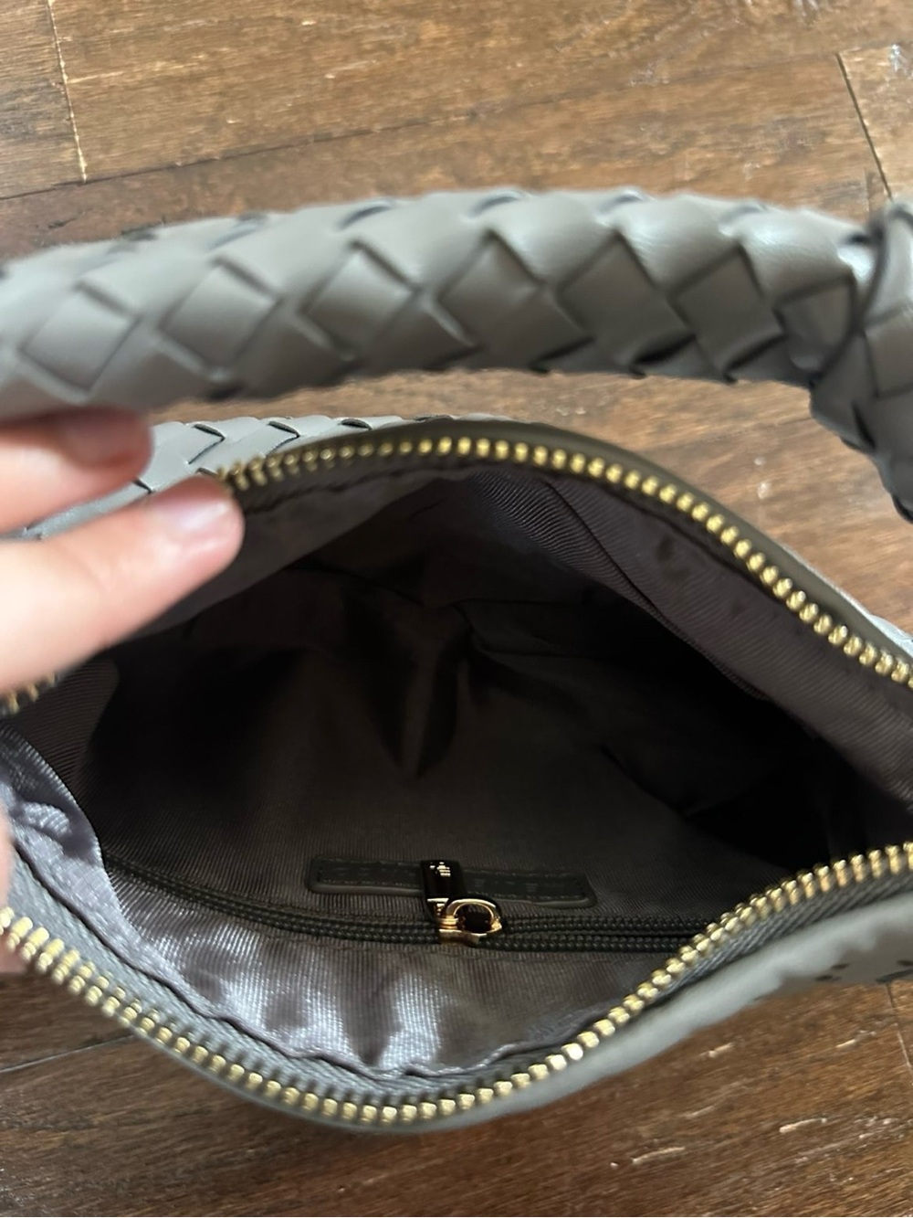 Anthropologie Melie Bianco Mini Brigitte Satchel metallic Gray-NWT - Picture 10 of 11